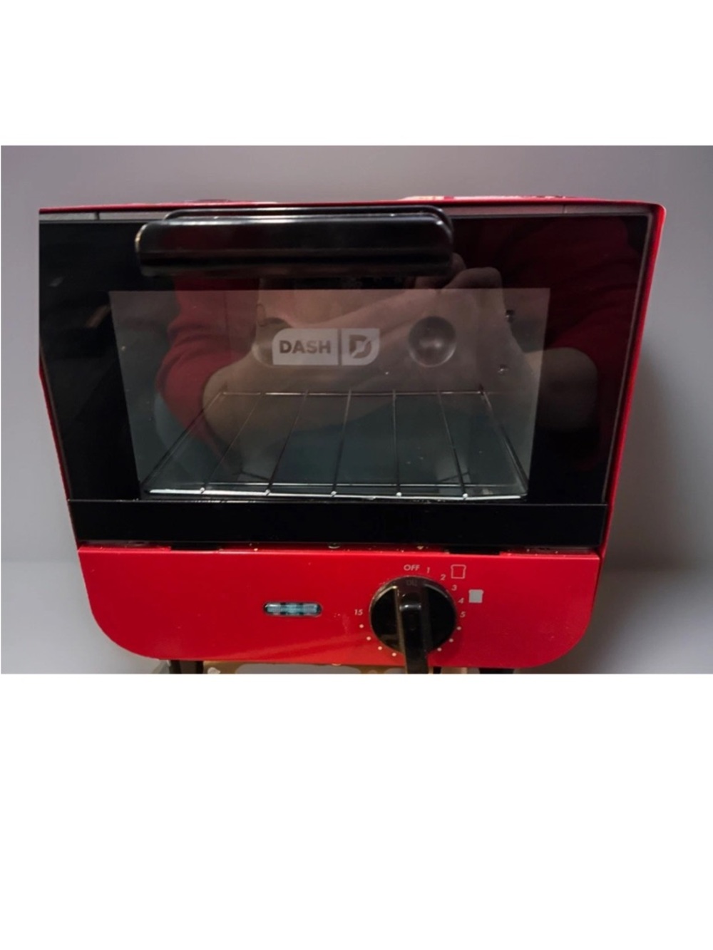 Ash Red Compact Toaster Oven with Black Door